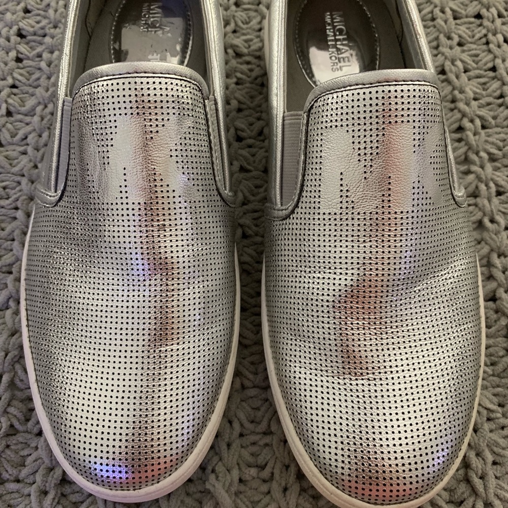 Michael Kors Keaton silver slip on sneakers